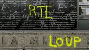 The inscriptions "loup gris" (gray wolf) and "RTE" (for Recep Tayyip Erdogan) were written on the facade of the national memory center of Armenia in Décines, France 2022.