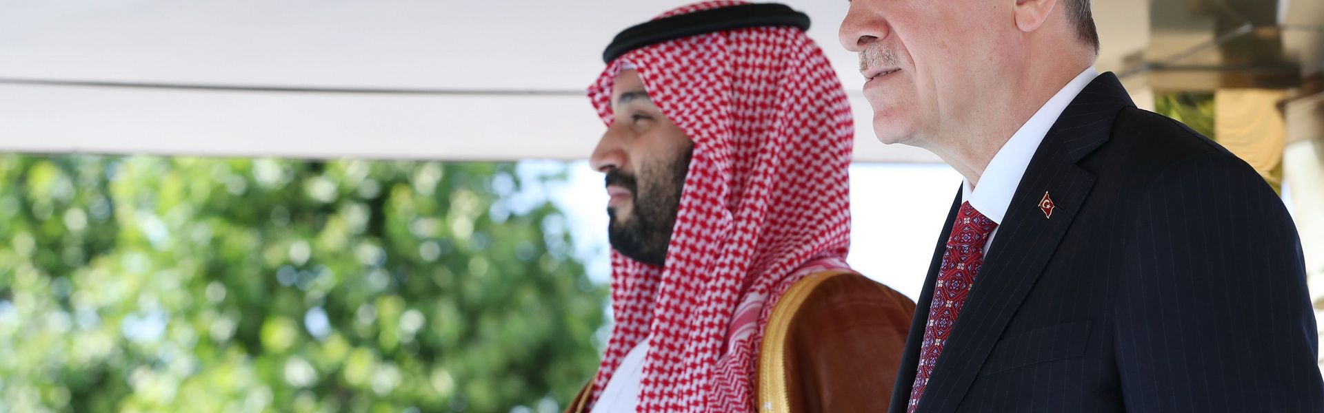 Turkish President Recep Tayyip Erdoğan welcomes Saudi Crown Prince Mohammed Bin Salman in Ankara on June 22, 2022.